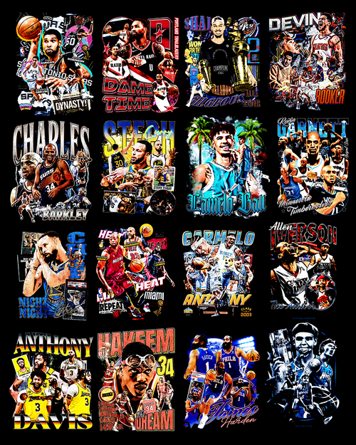 60+ Halftone Basketball Designs PNG Bundle | Bold Sports Graphics for Black Shirts, DTF, Screen Printing & Sublimation