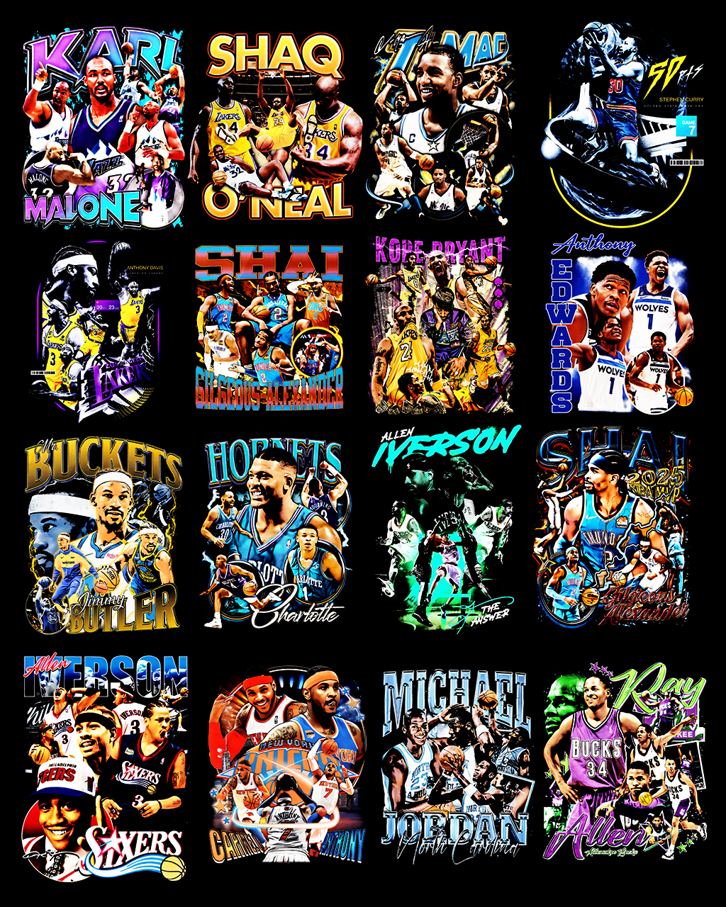 60+ Halftone Basketball Designs PNG Bundle | Bold Sports Graphics for Black Shirts, DTF, Screen Printing & Sublimation