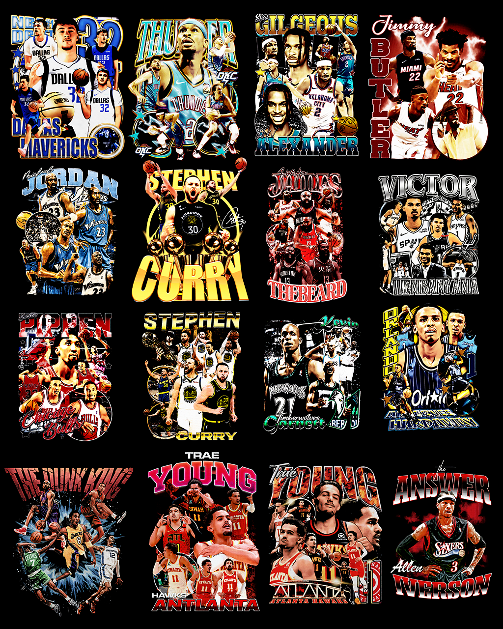 60+ Halftone Basketball Designs PNG Bundle | Bold Sports Graphics for Black Shirts, DTF, Screen Printing & Sublimation